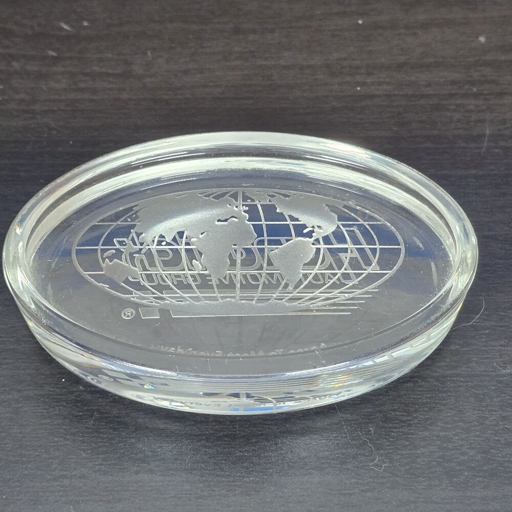 Hendricks Branded Glass Paperweight World Map Oblong 4x3x1